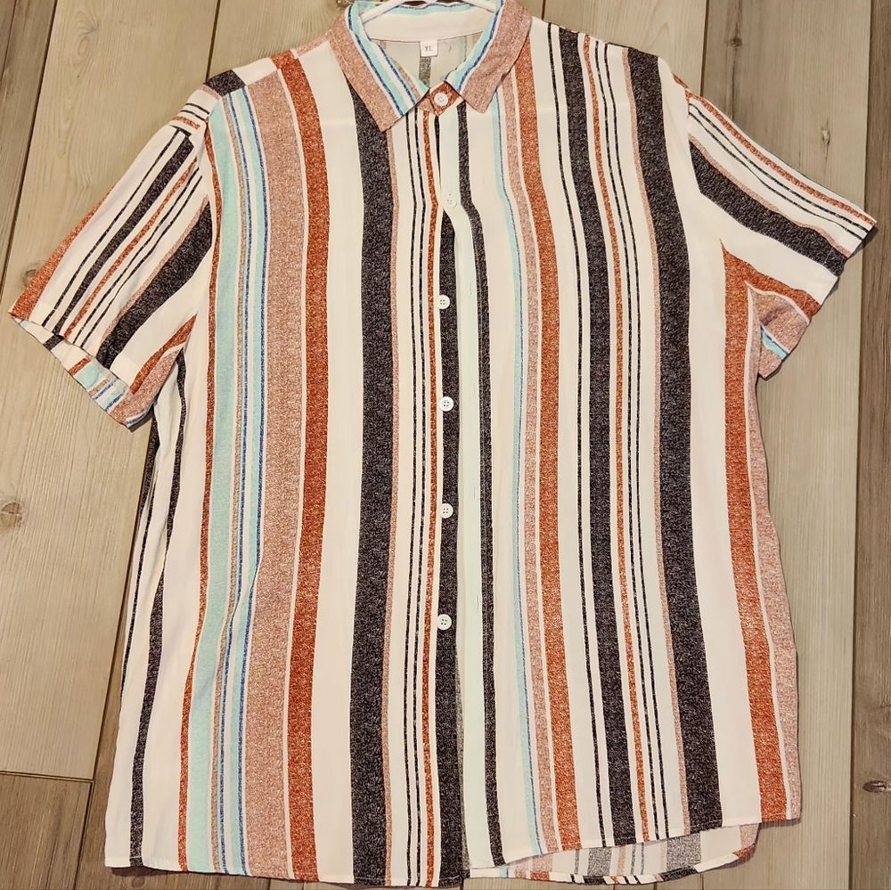 Mens XL Country Western Retro Button Up Short Sleeve Country Cowboy Shirt